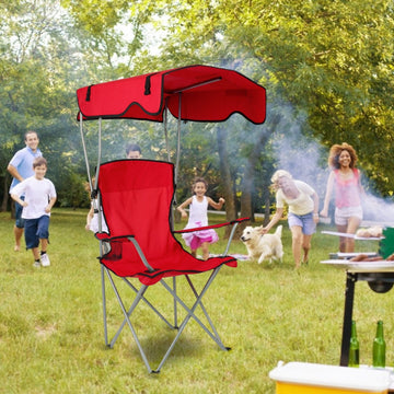 Camping Chair With Sunshade, Foldable Portable Rain Shelter Chair, Supports 330LBS